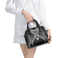 New Zealand Morepork Shoulder Handbag Maori Pattern Black