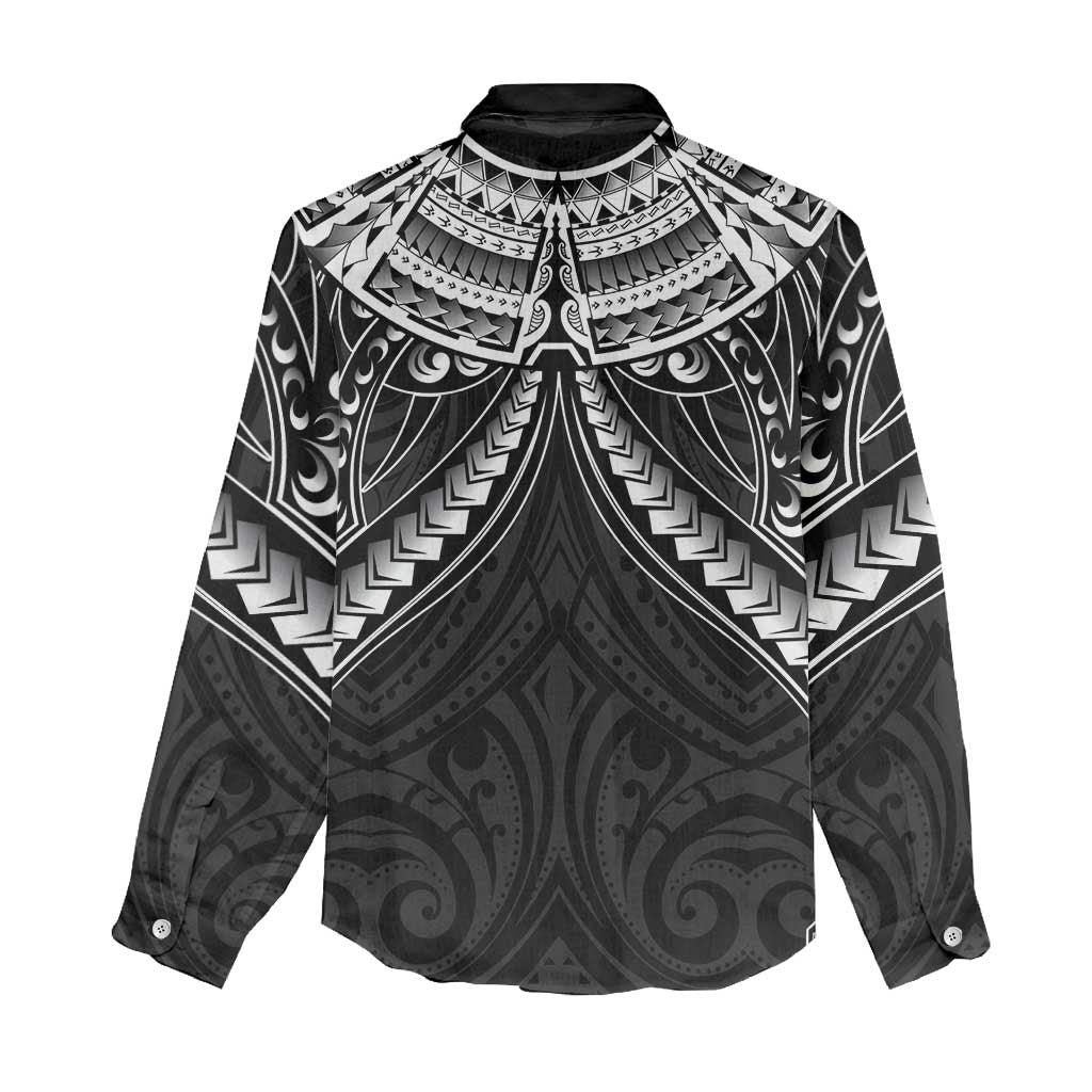 New Zealand Morepork Women Casual Shirt Maori Pattern Black