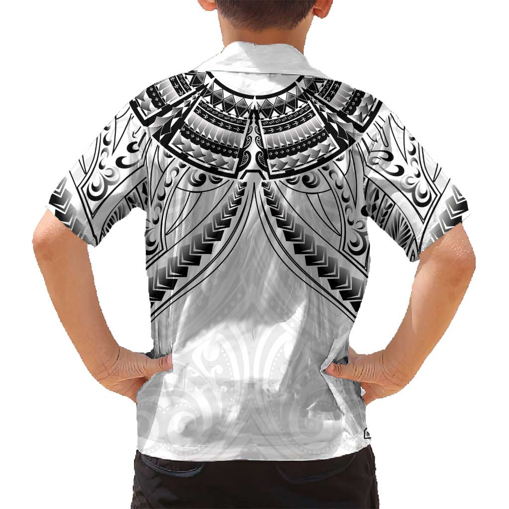 New Zealand Morepork Family Matching Long Sleeve Bodycon Dress and Hawaiian Shirt Maori Pattern White LT05 - Polynesian Pride