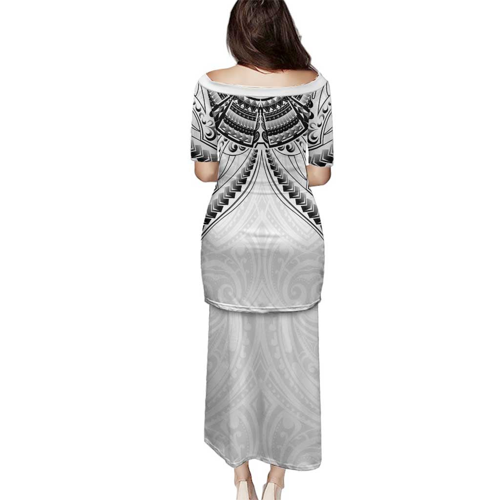 New Zealand Morepork Family Matching Puletasi and Hawaiian Shirt Maori Pattern White LT05 - Polynesian Pride