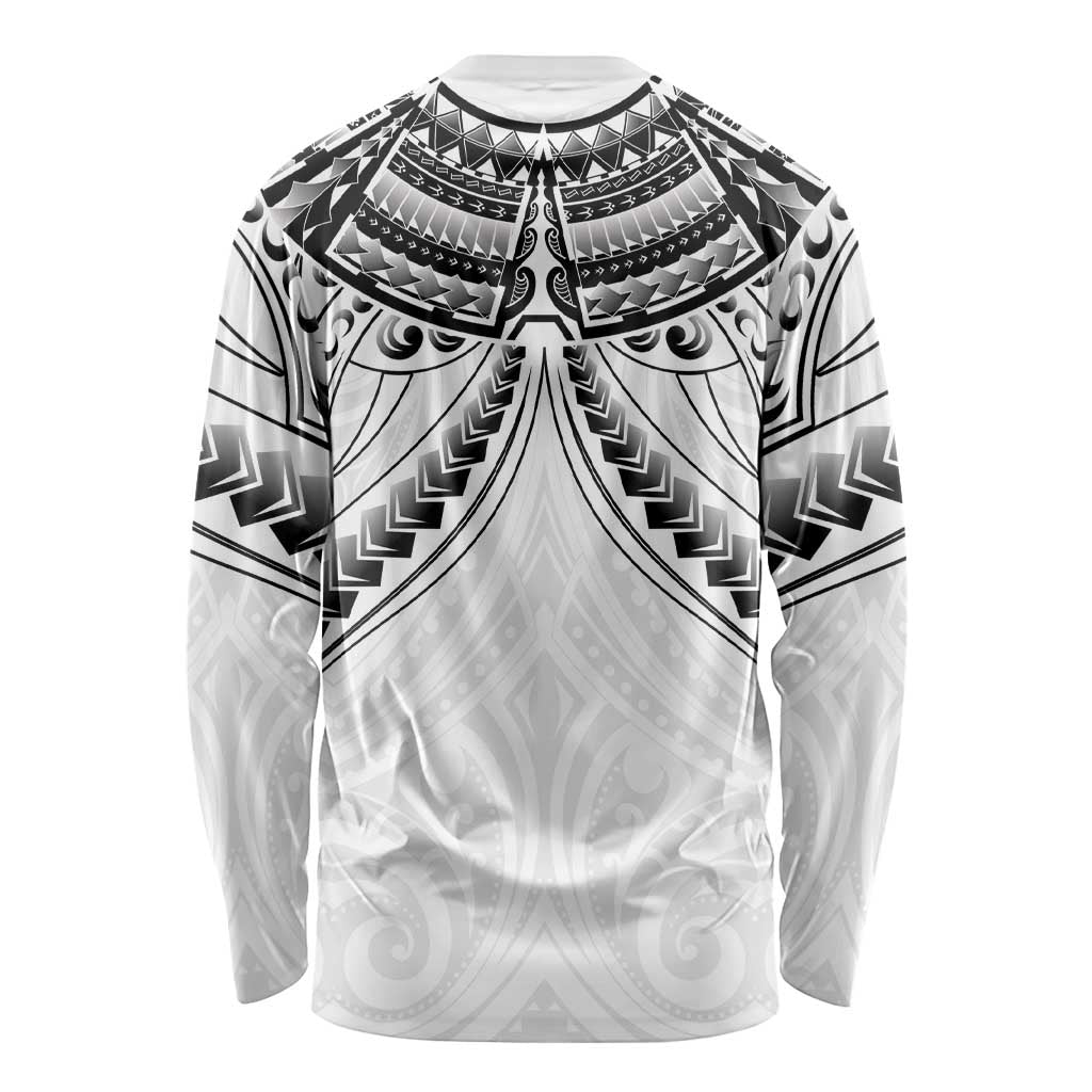 New Zealand Morepork Long Sleeve Shirt Maori Pattern White