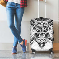 New Zealand Morepork Luggage Cover Maori Pattern White