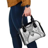 New Zealand Morepork Shoulder Handbag Maori Pattern White