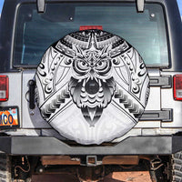 New Zealand Morepork Spare Tire Cover Maori Pattern White LT05 White - Polynesian Pride