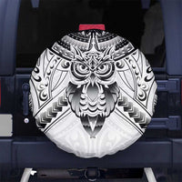 New Zealand Morepork Spare Tire Cover Maori Pattern White LT05 No hole White - Polynesian Pride