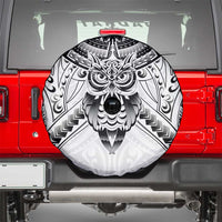 New Zealand Morepork Spare Tire Cover Maori Pattern White LT05 - Polynesian Pride