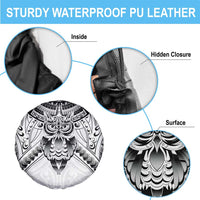 New Zealand Morepork Spare Tire Cover Maori Pattern White LT05 - Polynesian Pride