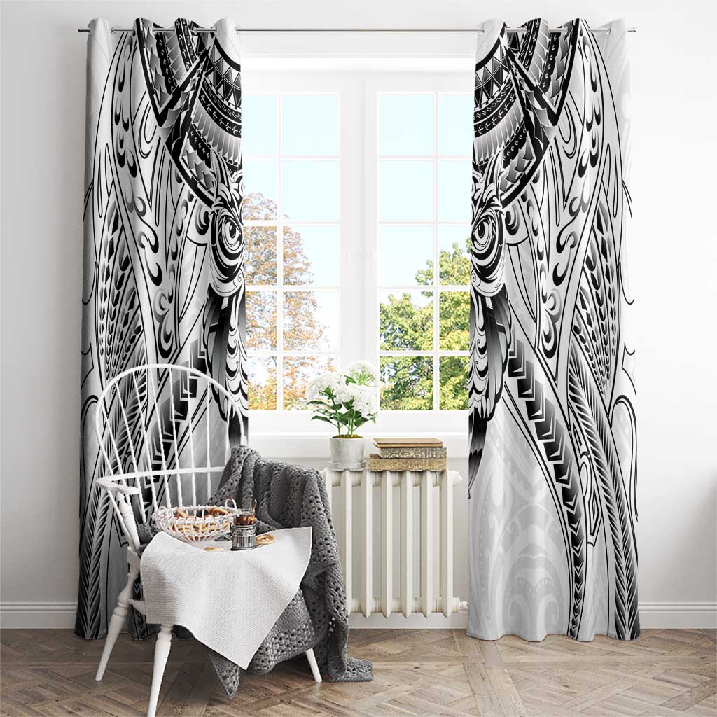 New Zealand Morepork Window Curtain Maori Pattern White