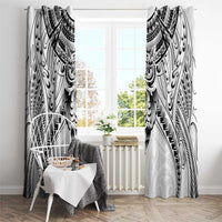 New Zealand Morepork Window Curtain Maori Pattern White