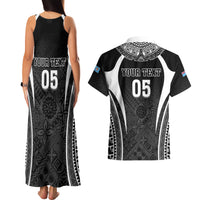 Custom Fiji Rugby Couples Matching Tank Maxi Dress and Hawaiian Shirt Fijian Warrior Black LT05 - Polynesian Pride