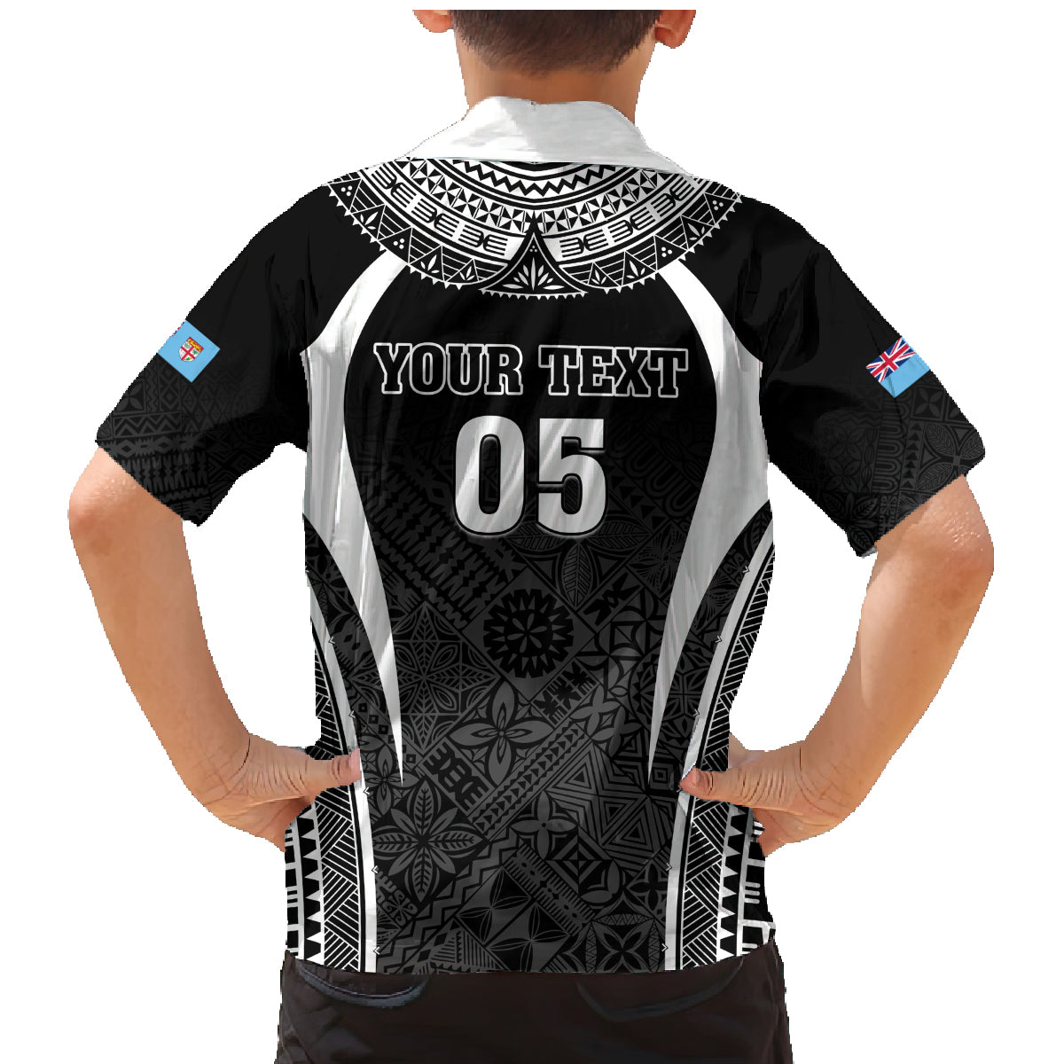 Custom Fiji Rugby Family Matching Mermaid Dress and Hawaiian Shirt Fijian Warrior Black LT05 - Polynesian Pride
