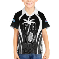 Custom Fiji Rugby Family Matching Summer Maxi Dress and Hawaiian Shirt Fijian Warrior Black LT05 Son's Shirt Black - Polynesian Pride