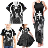 Custom Fiji Rugby Family Matching Tank Maxi Dress and Hawaiian Shirt Fijian Warrior Black LT05 - Polynesian Pride