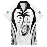 Custom Fiji Rugby Family Matching Long Sleeve Bodycon Dress and Hawaiian Shirt Fijian Warrior White LT05 Dad's Shirt - Short Sleeve White - Polynesian Pride