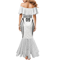 Custom Fiji Rugby Family Matching Mermaid Dress and Hawaiian Shirt Fijian Warrior White LT05 - Polynesian Pride