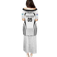 Custom Fiji Rugby Family Matching Puletasi and Hawaiian Shirt Fijian Warrior White LT05 - Polynesian Pride