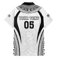 Custom Fiji Rugby Family Matching Short Sleeve Bodycon Dress and Hawaiian Shirt Fijian Warrior White LT05 - Polynesian Pride