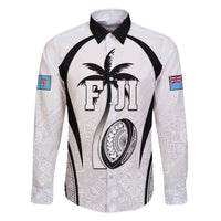 Custom Fiji Rugby Family Matching Short Sleeve Bodycon Dress and Hawaiian Shirt Fijian Warrior White LT05 Dad's Shirt - Long Sleeve White - Polynesian Pride