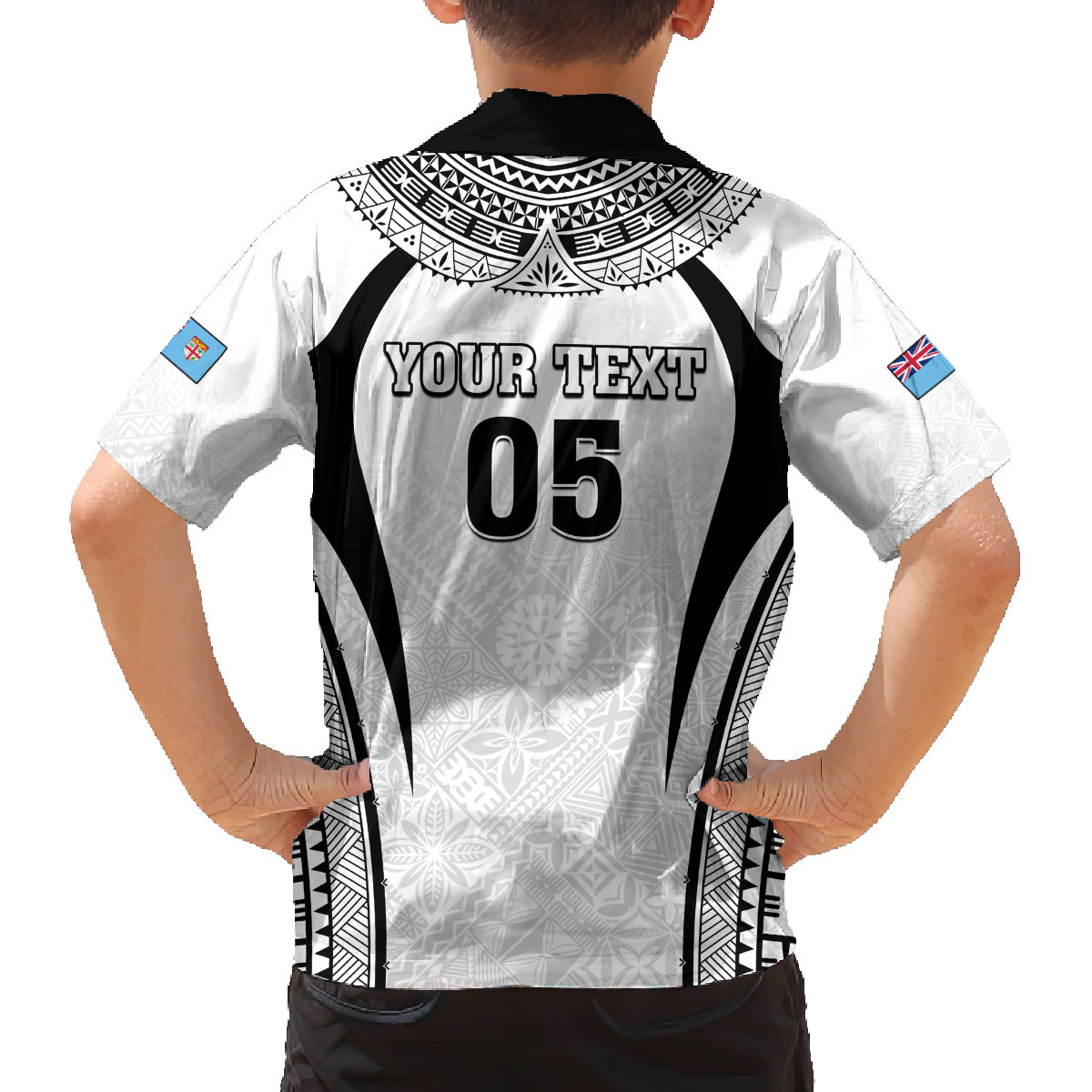 Custom Fiji Rugby Family Matching Tank Maxi Dress and Hawaiian Shirt Fijian Warrior White LT05 - Polynesian Pride