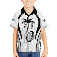 Custom Fiji Rugby Family Matching Tank Maxi Dress and Hawaiian Shirt Fijian Warrior White LT05 Son's Shirt White - Polynesian Pride