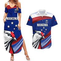 Custom Samoa Rugby Couples Matching Summer Maxi Dress and Hawaiian Shirt Manuma Ptilinopus Perousii LT05 Blue - Polynesian Pride