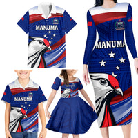 Custom Samoa Rugby Family Matching Long Sleeve Bodycon Dress and Hawaiian Shirt Manuma Ptilinopus Perousii LT05 - Polynesian Pride