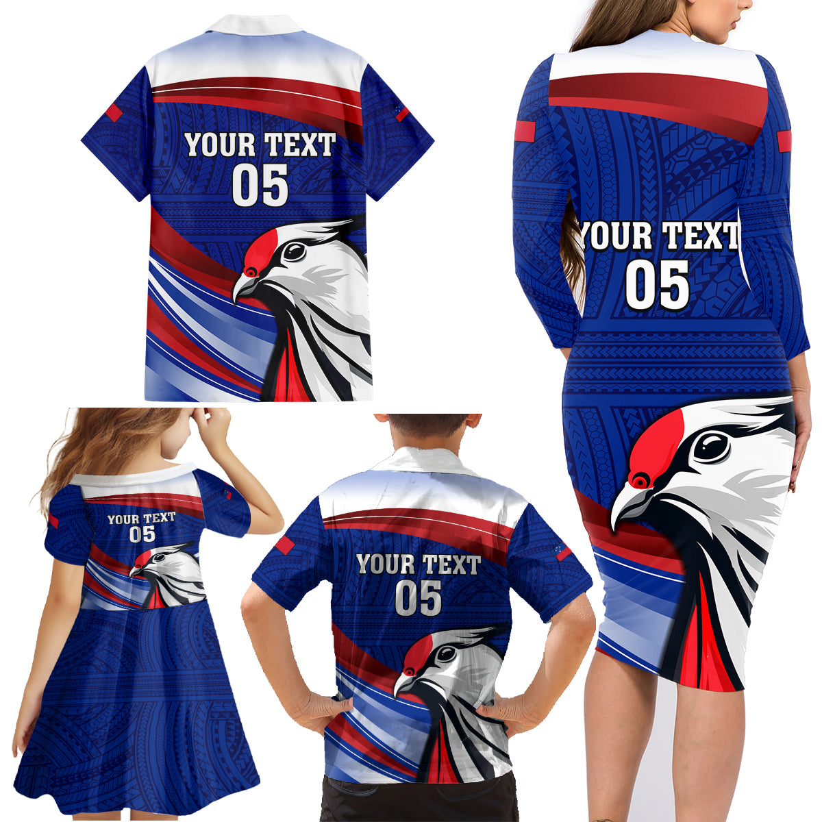 Custom Samoa Rugby Family Matching Long Sleeve Bodycon Dress and Hawaiian Shirt Manuma Ptilinopus Perousii LT05 - Polynesian Pride