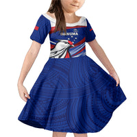 Custom Samoa Rugby Family Matching Mermaid Dress and Hawaiian Shirt Manuma Ptilinopus Perousii LT05 Daughter's Dress Blue - Polynesian Pride