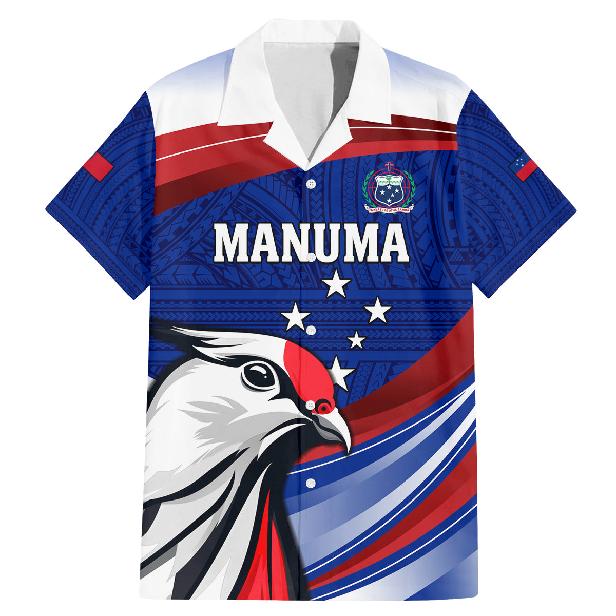 Custom Samoa Rugby Family Matching Mermaid Dress and Hawaiian Shirt Manuma Ptilinopus Perousii LT05 Dad's Shirt - Short Sleeve Blue - Polynesian Pride
