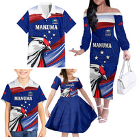 Custom Samoa Rugby Family Matching Off The Shoulder Long Sleeve Dress and Hawaiian Shirt Manuma Ptilinopus Perousii LT05 - Polynesian Pride