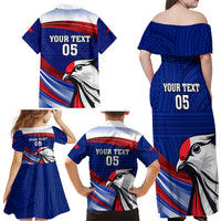 Custom Samoa Rugby Family Matching Off Shoulder Maxi Dress and Hawaiian Shirt Manuma Ptilinopus Perousii LT05 - Polynesian Pride