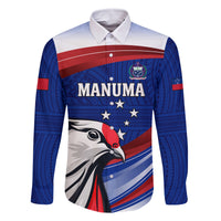 Custom Samoa Rugby Family Matching Off Shoulder Maxi Dress and Hawaiian Shirt Manuma Ptilinopus Perousii LT05 Dad's Shirt - Long Sleeve Blue - Polynesian Pride