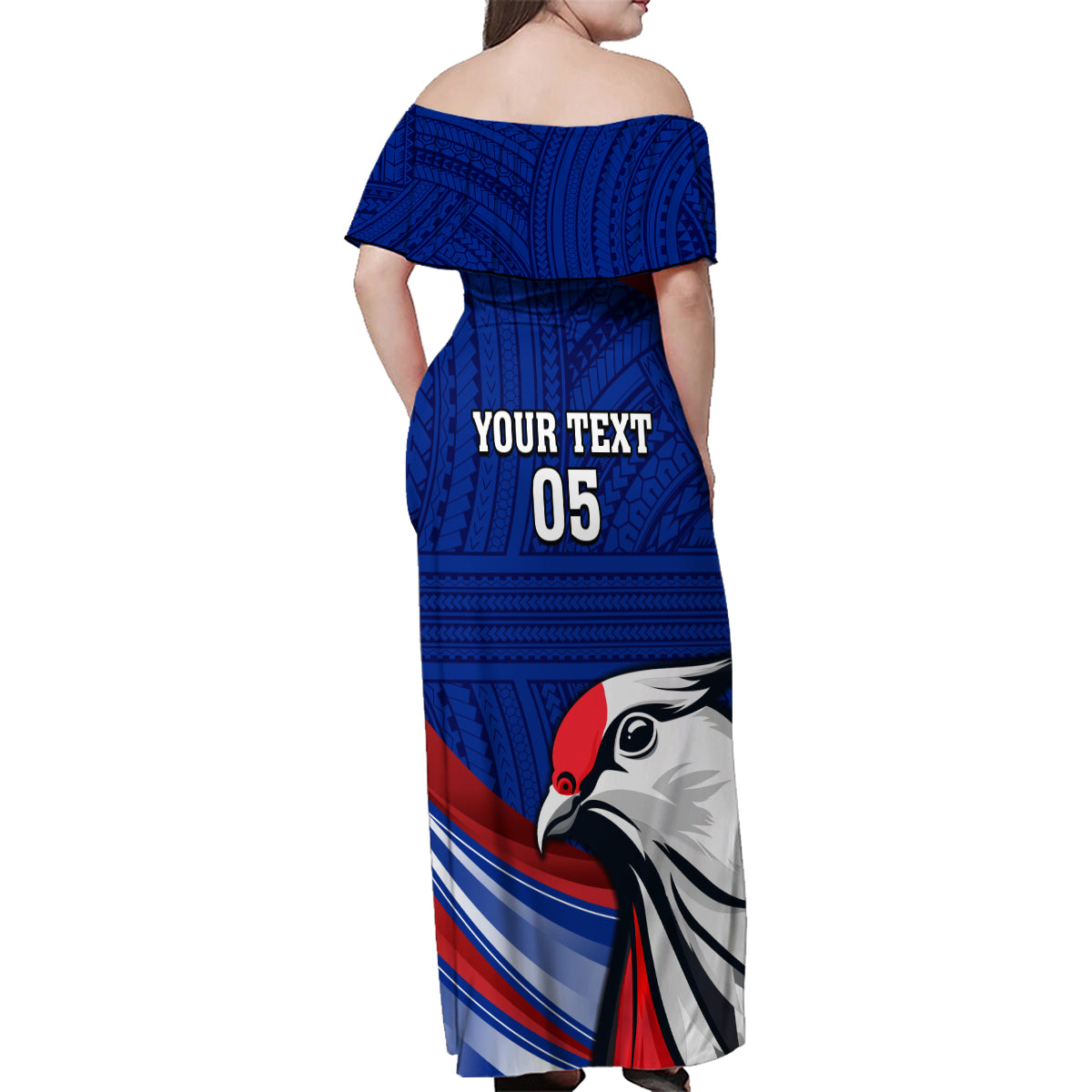 Custom Samoa Rugby Family Matching Off Shoulder Maxi Dress and Hawaiian Shirt Manuma Ptilinopus Perousii LT05 - Polynesian Pride