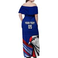 Custom Samoa Rugby Family Matching Off Shoulder Maxi Dress and Hawaiian Shirt Manuma Ptilinopus Perousii LT05 - Polynesian Pride