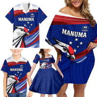 Custom Samoa Rugby Family Matching Off Shoulder Short Dress and Hawaiian Shirt Manuma Ptilinopus Perousii LT05 - Polynesian Pride