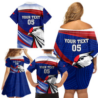 Custom Samoa Rugby Family Matching Off Shoulder Short Dress and Hawaiian Shirt Manuma Ptilinopus Perousii LT05 - Polynesian Pride