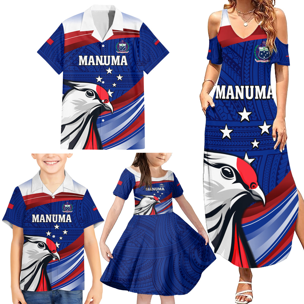Custom Samoa Rugby Family Matching Summer Maxi Dress and Hawaiian Shirt Manuma Ptilinopus Perousii LT05 - Polynesian Pride