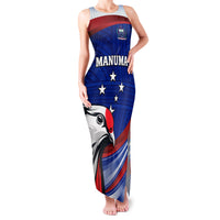 Custom Samoa Rugby Family Matching Tank Maxi Dress and Hawaiian Shirt Manuma Ptilinopus Perousii LT05 Mom's Dress Blue - Polynesian Pride