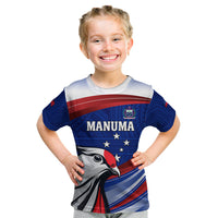 Custom Samoa Rugby Kid T Shirt Manuma Ptilinopus Perousii LT05 Blue - Polynesian Pride