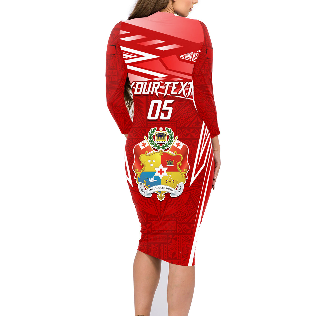 Custom Tonga Rugby Family Matching Long Sleeve Bodycon Dress and Hawaiian Shirt Kupesi Ngatu Pattern LT05 - Polynesian Pride
