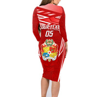Custom Tonga Rugby Family Matching Long Sleeve Bodycon Dress and Hawaiian Shirt Kupesi Ngatu Pattern LT05 - Polynesian Pride