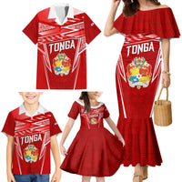 Custom Tonga Rugby Family Matching Mermaid Dress and Hawaiian Shirt Kupesi Ngatu Pattern LT05 - Polynesian Pride