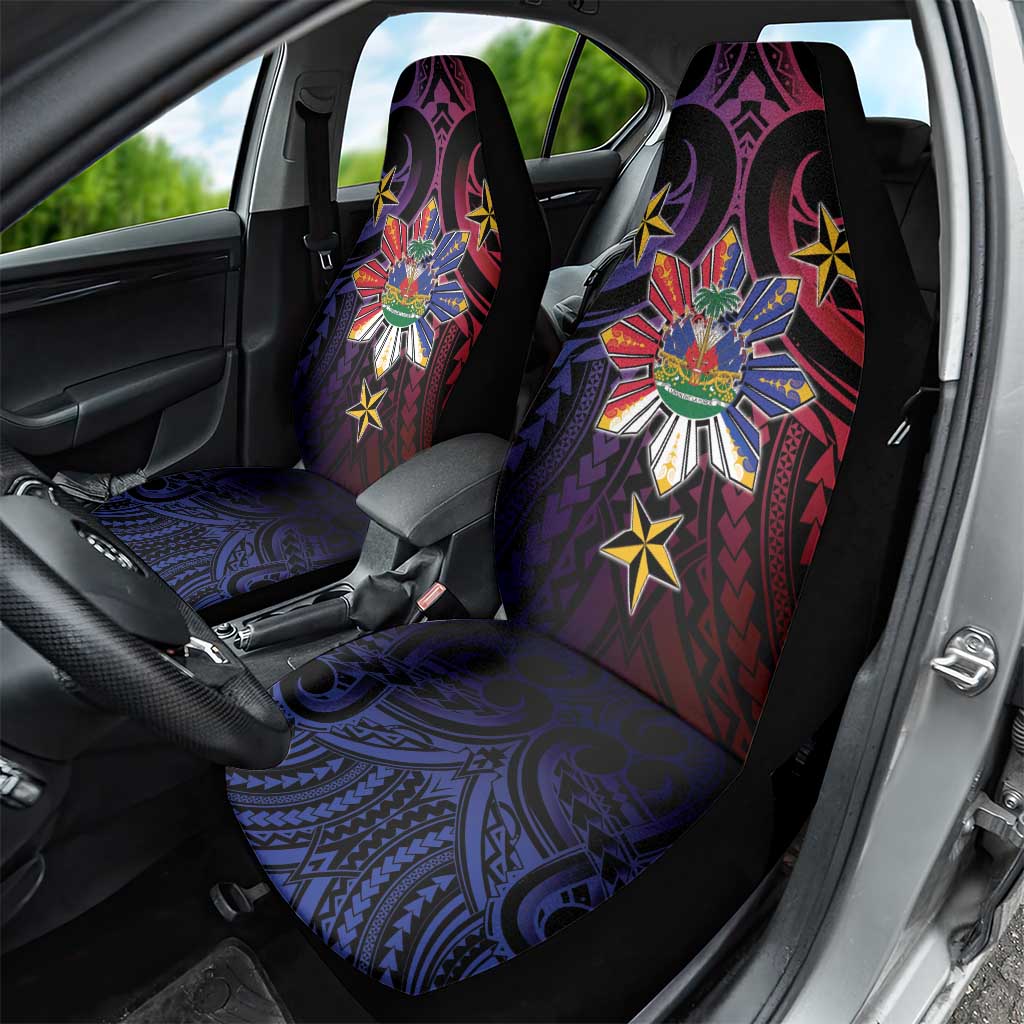 Haiti Philippines Car Seat Cover Haitian Coat Of Arms With Filipino Sun LT05 - Polynesian Pride