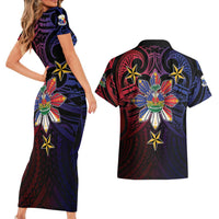 Haiti Philippines Couples Matching Short Sleeve Bodycon Dress and Hawaiian Shirt Haitian Coat Of Arms With Filipino Sun LT05 - Polynesian Pride
