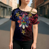 Haiti Philippines Cross Shoulder Shirt Haitian Coat Of Arms With Filipino Sun LT05 - Polynesian Pride