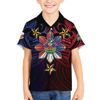 Haiti Philippines Family Matching Long Sleeve Bodycon Dress and Hawaiian Shirt Haitian Coat Of Arms With Filipino Sun LT05 Son's Shirt Black - Polynesian Pride