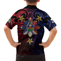 Haiti Philippines Family Matching Short Sleeve Bodycon Dress and Hawaiian Shirt Haitian Coat Of Arms With Filipino Sun LT05 - Polynesian Pride