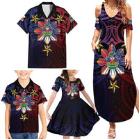 Haiti Philippines Family Matching Summer Maxi Dress and Hawaiian Shirt Haitian Coat Of Arms With Filipino Sun LT05 - Polynesian Pride