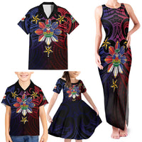Haiti Philippines Family Matching Tank Maxi Dress and Hawaiian Shirt Haitian Coat Of Arms With Filipino Sun LT05 - Polynesian Pride