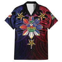 Haiti Philippines Hawaiian Shirt Haitian Coat Of Arms With Filipino Sun LT05 Black - Polynesian Pride